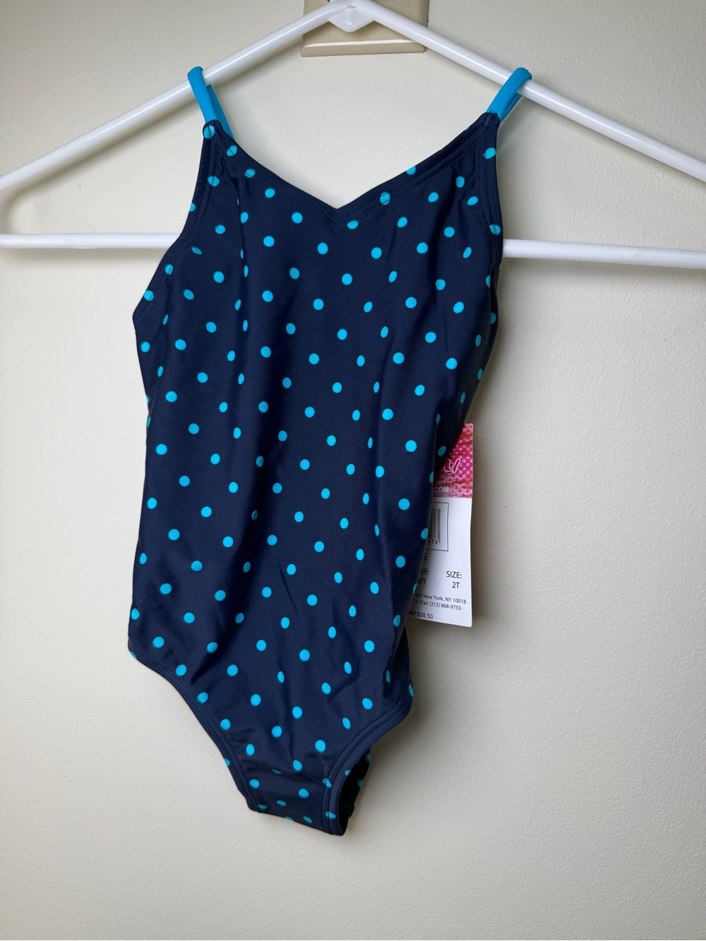 New Girls Kanu Surf Daisy UPF 50 Beach One Piece Swimsuit Blue Polka Dot Size 2T